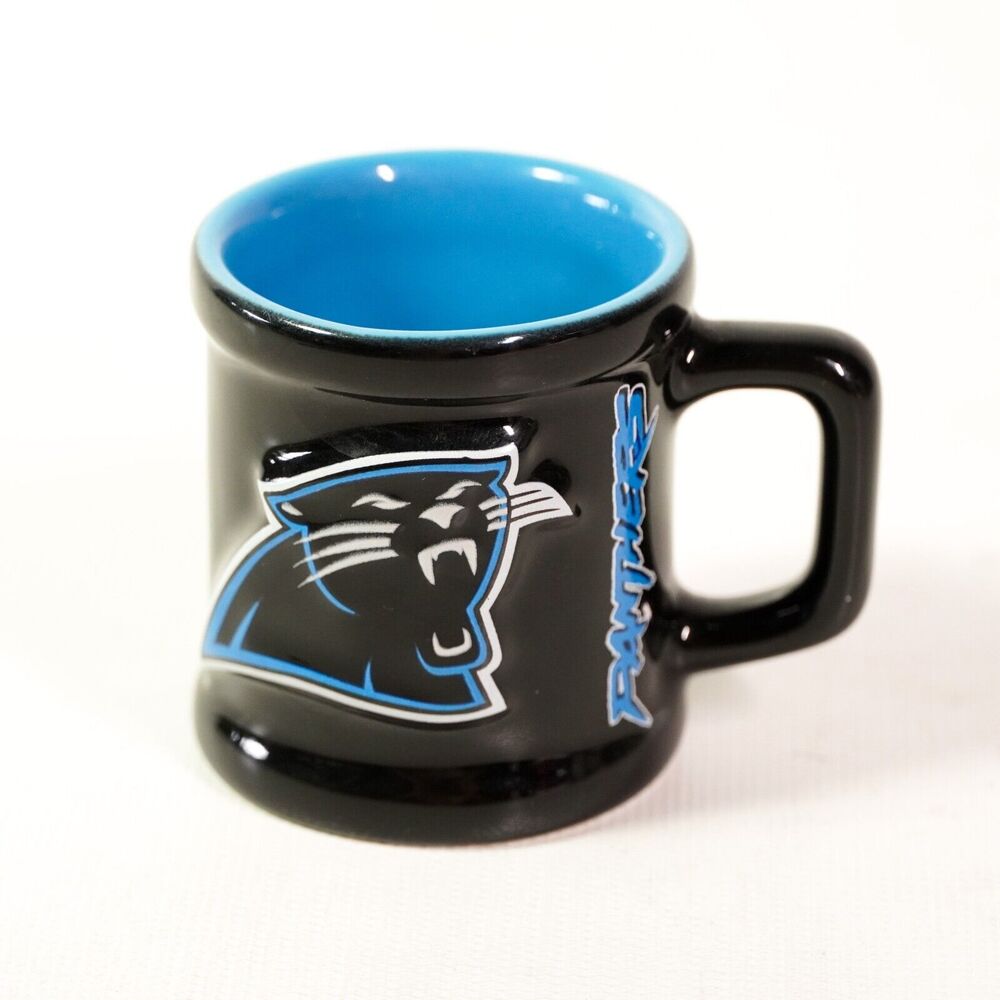 NFL Football Carolina Panthers 3D 2" Shot Glass Ceramic Mug Cup Barware Black